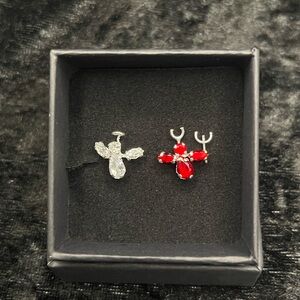 Conscience (angel&evil) Elegant Red and Silver Crystal Earrings